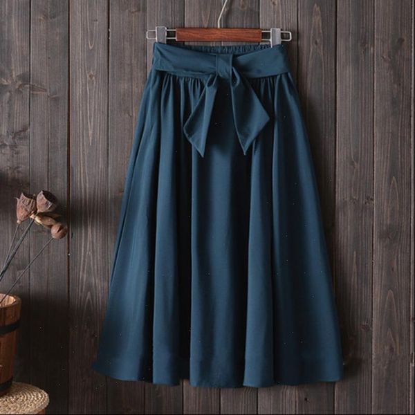 

womens skirt popalia women sprint autumn pleated bow elegant midi high waist a line casual female skirts party fashion, Black