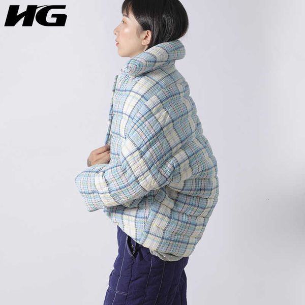 

hg] winter korea fashion new women white duck down long covered button plaid full sleeve casual down coat dll1144, Black