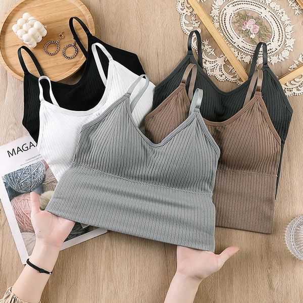 

yoga outfit seamless sports crop adjusted basic tube sleeveless all match padded