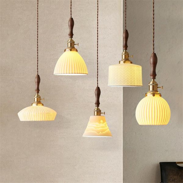 

pendant lamps nordic wood wave ceramic lights bedroom bedside living room lamp modern table bar hanging brass e27 deco lighting