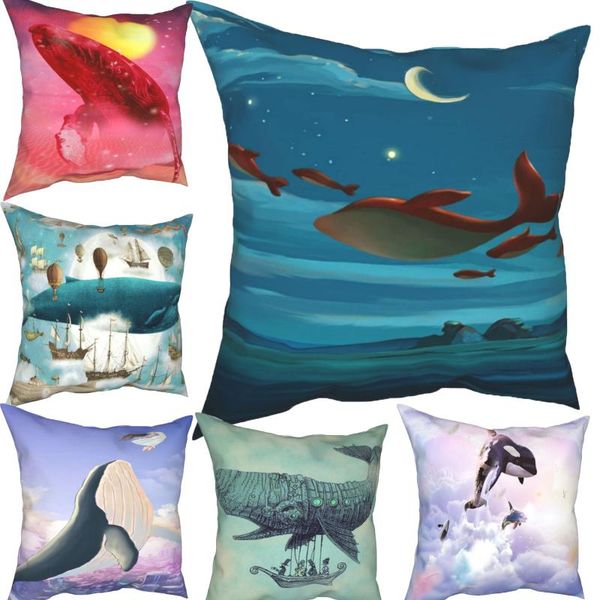 

pillow case cartoon whale cushion cover pillowcase sofa lovely fish decorative polyester home decor