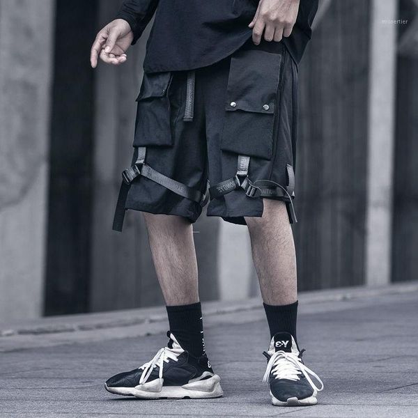 

men's shorts summer national tide dark concealer functional style loose multi pocket brand ins cargo pants fashion, White;black