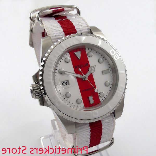 

40mm bliger sapphire crystal luminous date nylon strap automatic movement men's watch calendar, Slivery;brown