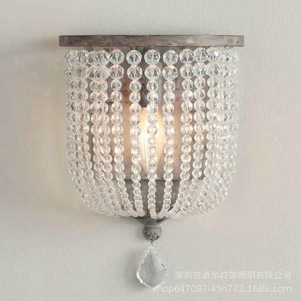 

wall lamp french retro frosted crystal children's room princess wrought iron old lamps and lanterns bedroom