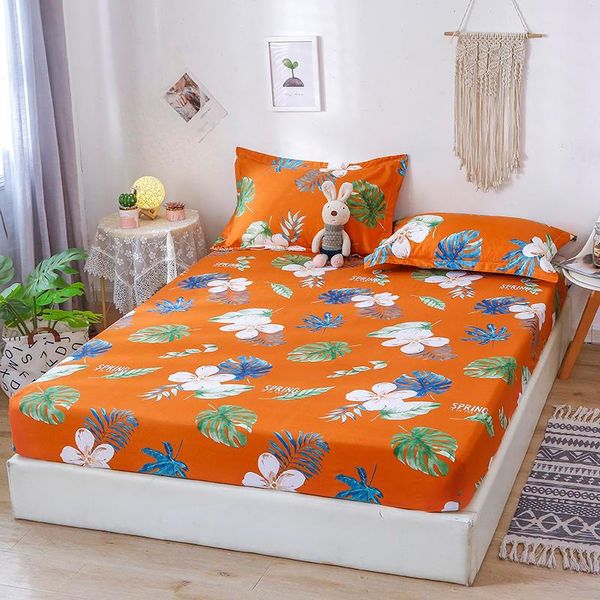 

sheets & sets bonenjoy 3 pcs mattress cover with elastic single size floral style fitted reactive printing bed sheet case