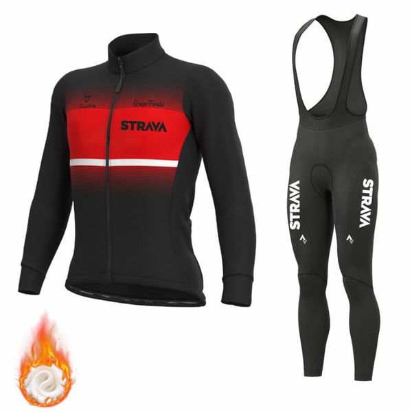 

racing sets strava cycling clothing men winter long sleeve jersey mtb breathable ropa ciclismo bicycle wear, Black;blue