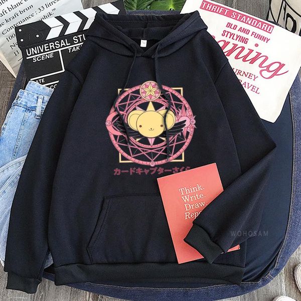 

women's hoodies & sweatshirts sakura card captor cartoon women anime cute manga keroberos kawaii clothes oversized itself harajuku, Black