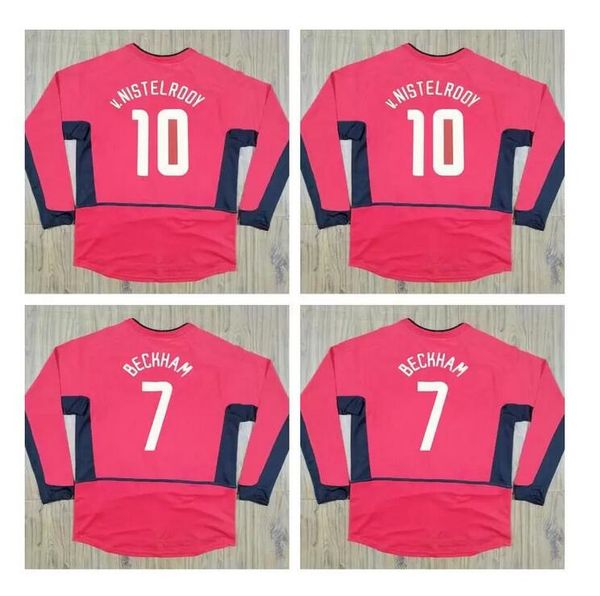 

manchester long sleeve 2002 2003 2004 man retro utd soccer jerseys 02 03 04 vintage classic football shirts beckham ronaldo veron van nistel, Black;yellow