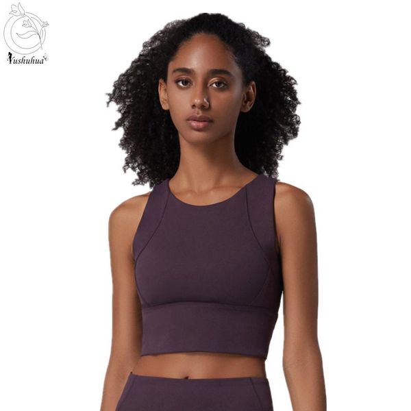 

yoga outfit yushuhua high strength women crop tank full package bra workout with removable padding longline sports gym cut