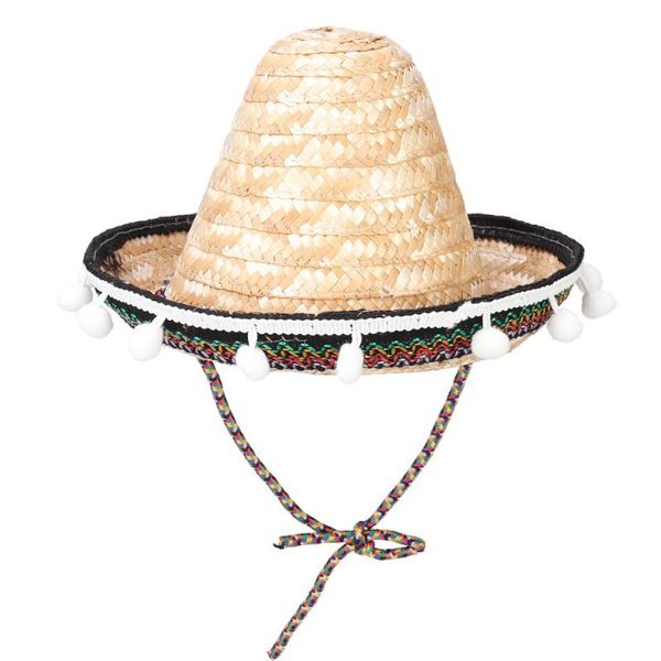 

party hats pompom hat mexican straw hawaiian style dressing props supplies birthday gift decoration 60cm (grass color)