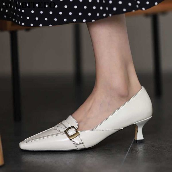 

allbitefo sheepskin natural genuine leather women heels shoes fashion party wedding shoes women's high heel shoes 210611, Black