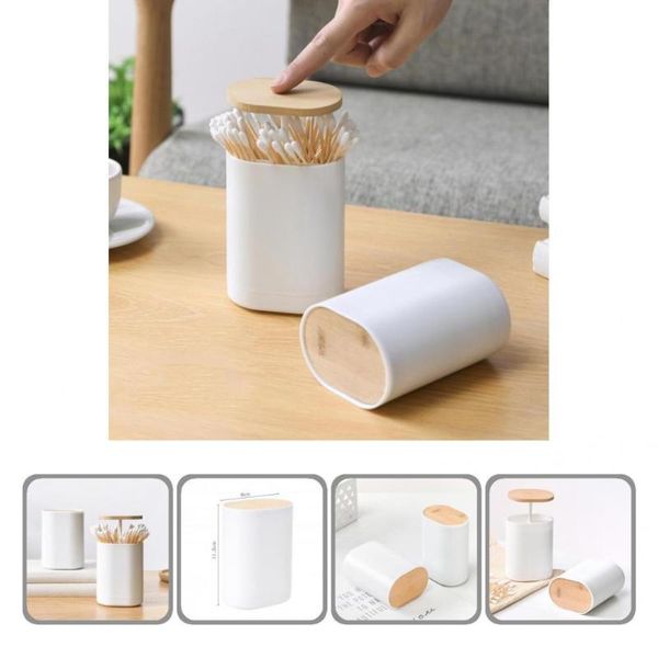 

hooks & rails durable wood lid q-tips holder storage organizer box household supply