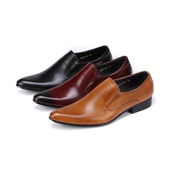

dress shoes pointed slip-on men's british business leather wholesale wear a undertakes the stylist, Black