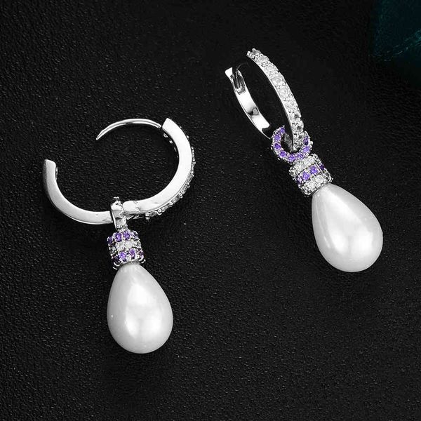 

godki elegant red carpet simulated pearl earrings women wedding cubic zircon dubai bridal earring boucle d'oreille 2021, Golden