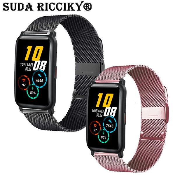 

watch bands metal mesh belt milanese strap for huawei honor es /huawei fit smartwatch wrist band bracelet replace watchband, Black;brown