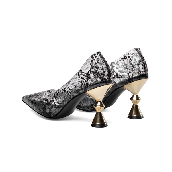 

serpentine pvc transparent pumps sandals perspex crystal heel high heels fashion pointed toe party nightclub womens pumps, Black