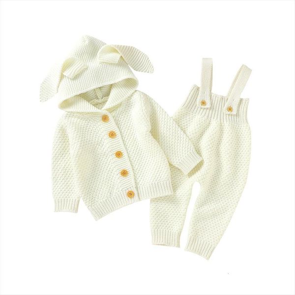

children clothing sets autumn winter warm knitted toddler girls boys outfits rabbit knitwear overalls kids costumes, White