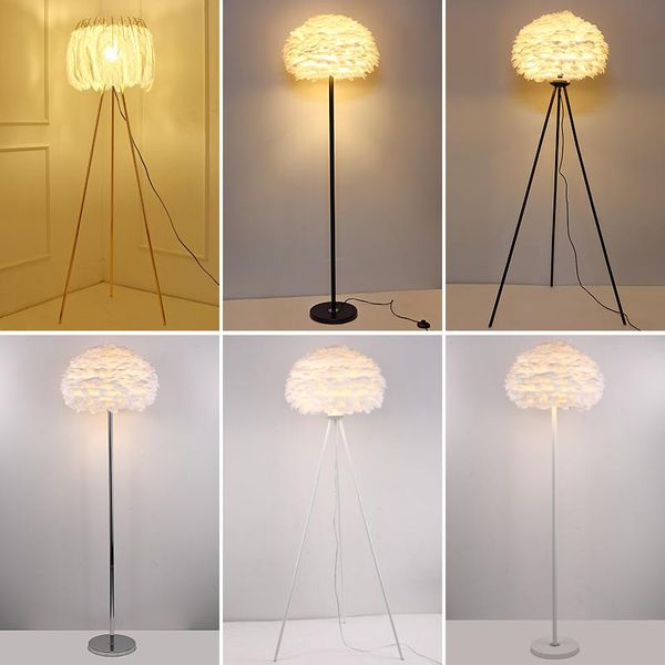 

modern feather gold floor lamp black nordic luxury standing lamp for living room bedroom villa l deco home lighting fixtures