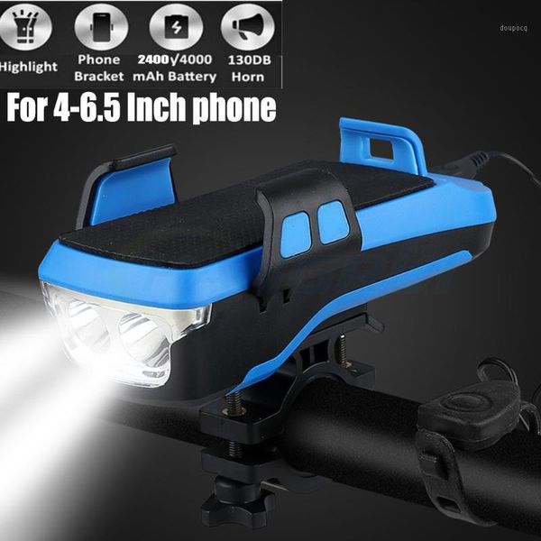 

multi-function bicycle light usb waterproof led bike head lamp bike horn phone holder powerbank 4 in 1 mtb cycling front light1