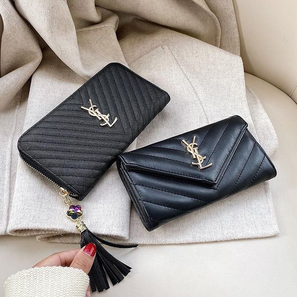 

ladies long wallet fashion simple zipper buckle clutch wallets, Red;black