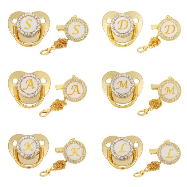 

pacifiers# baby name initial letter pacifier clips bpa silicone infant nipple gold bling born dummy soother shower