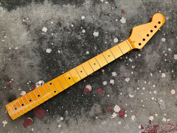 

left hand guitar neck 22 fret maple fingerboard guitar part yellow gloss