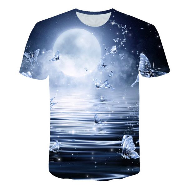 

2020 childrens cute print t-shirt boys and girls fashion t-shirt with cartoon fashion pattern short sleeve t-shirt top, Blue