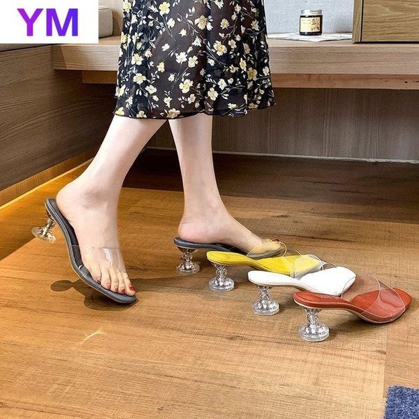 

pvc women spring summer square toe shoes fashion outdoor elegant sandals slides ladies party high heels zapatillas mujer casa, Black