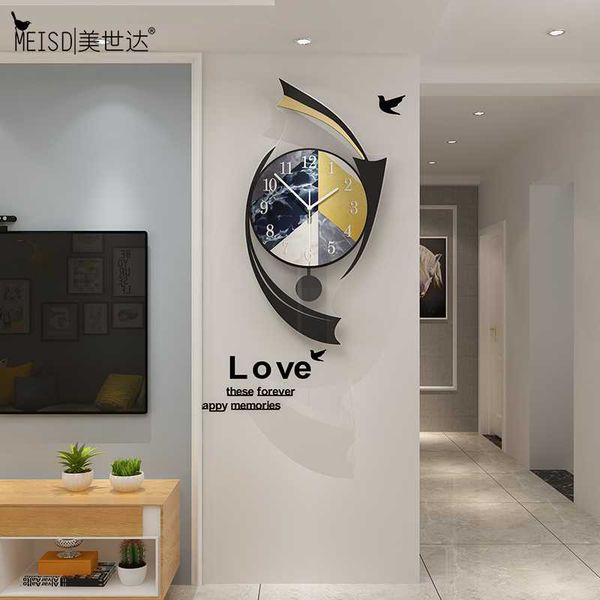 

meisd modern design wall art stickers clock pendulum home decor watch creative quartz silent room horloge painting
