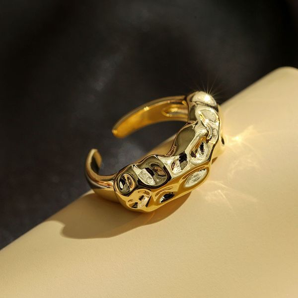 

aaa designer jewelry irregular concave convex face ring for women's ins2021, Silver