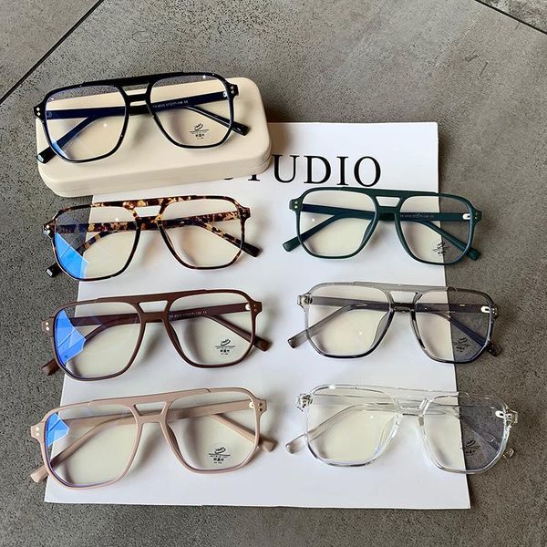 

sunglasses 2021 trendy oversized green pink white 7 colors myopia glasses women men retro anti blue rays computer eyeglasses, White;black