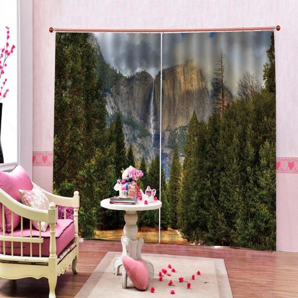 

curtain & drapes green nature scenery curtains customized size luxury blackout 3d window for living room forest decoration