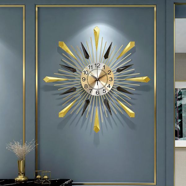 

wall clocks creative luxury clock big size vogue quartz metal bedroom living room horloge murale decoration eh60wc