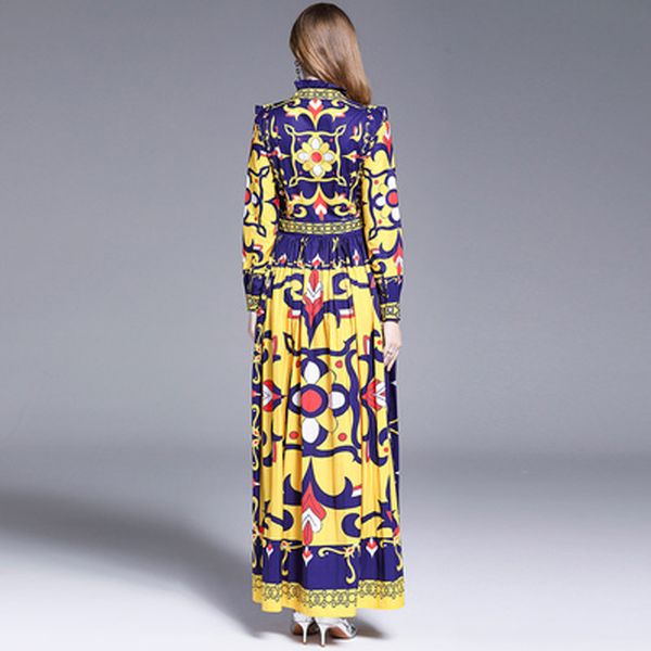 

runway manga dressed female autumn size maxi quality vintage dress ccgl, Black;gray