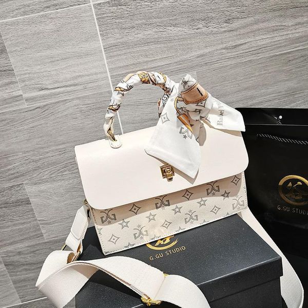 

shoulder bags 2021 fashion famous printed ribbon small square bag for ladies crossbody sac luxe fem