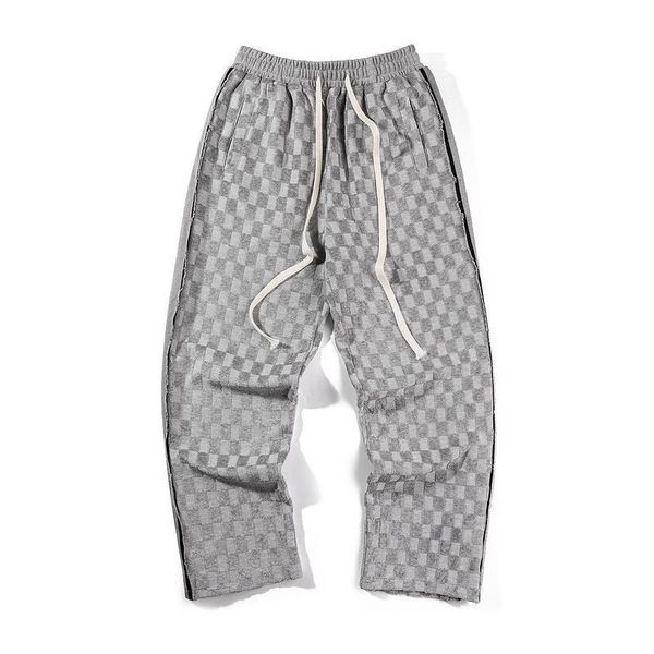 

men's pants high street retro plaid casual stripe stitching trainingsbroek mannen hip hop streetwear techwear sweatpants hombre, Black