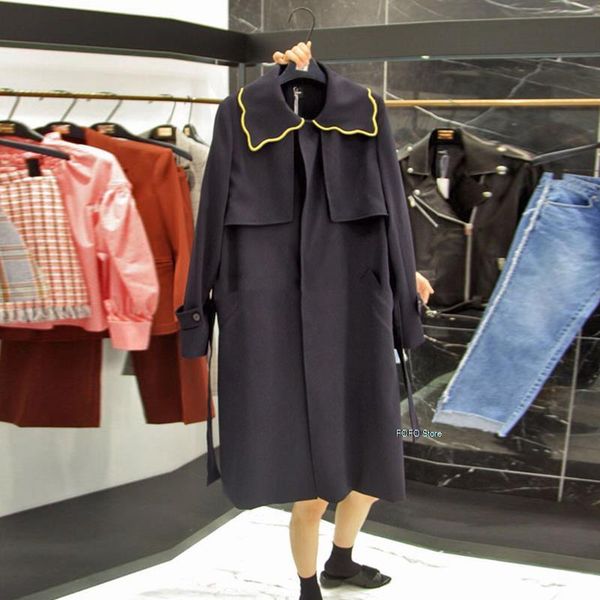 

women's trench coats windbreaker women long british style korean version of loose spring and autumn short students work clothes, Tan;black