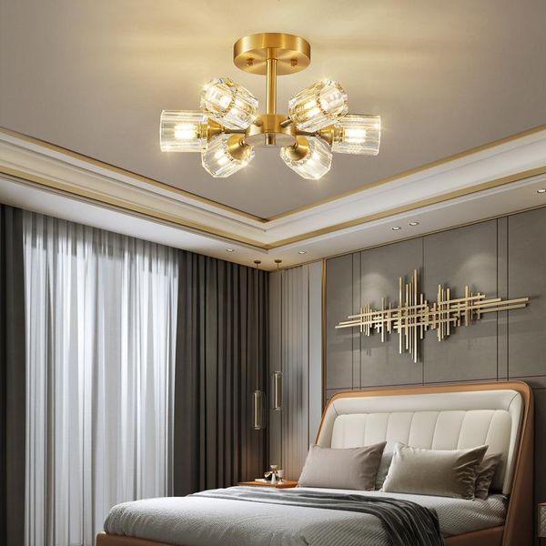 

modern led chandelier golden brass glass ball ceiling lamp decor for foyer living dining room bedroom indoor lighting fixtures