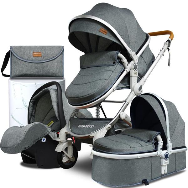 Коляски# Sea High Landscape Baby Croller 3 в 1 -й стероллер складной колясок с двусторонней детской корзиной.