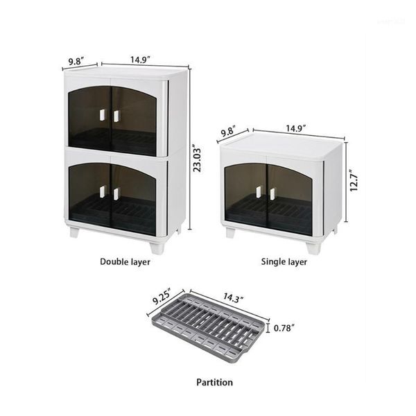 

storage bottles & jars dustproof tableware box double layer/single layer dish drying rack and drain board kitchen plate cup tray