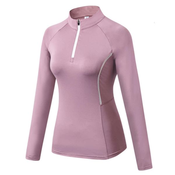 

sportswear autumn and winter fitness yoga suit high women's elastic running tights quick dry standing collar long sleeves, Gray