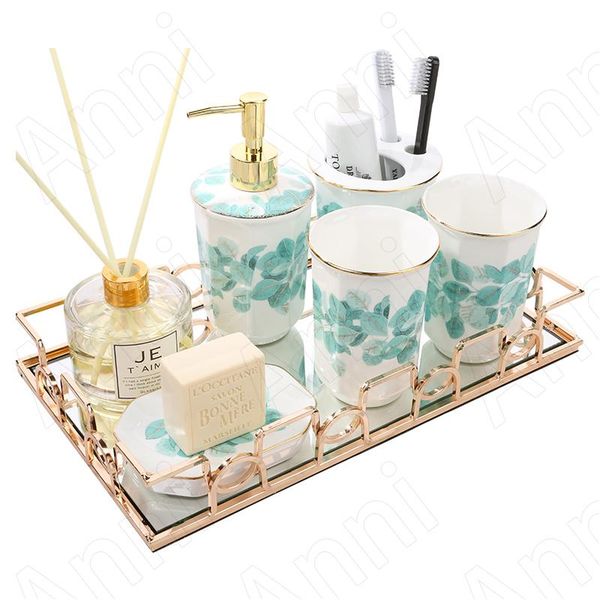 

bath accessory set creativity golden stroke bathroom accessories ceramic european modern painted five piece shower decorate home decoration