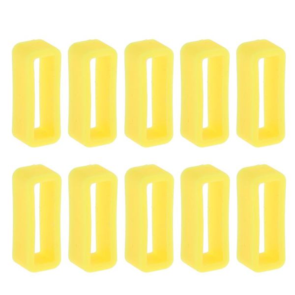 

watch bands 10 piece soft silicone rubber keeper wristband locker fastener ring hoop 22mm 6 color strap management clasp, Black;brown