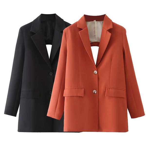 

women's suits & blazers 2021 blazer women back holllow out long sleeve chic lady fashion casual suit, White;black