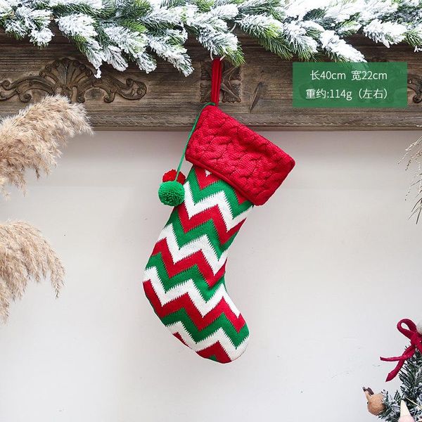 

christmas decorations knitted socks, wool red and white elk gift bags, children's bags