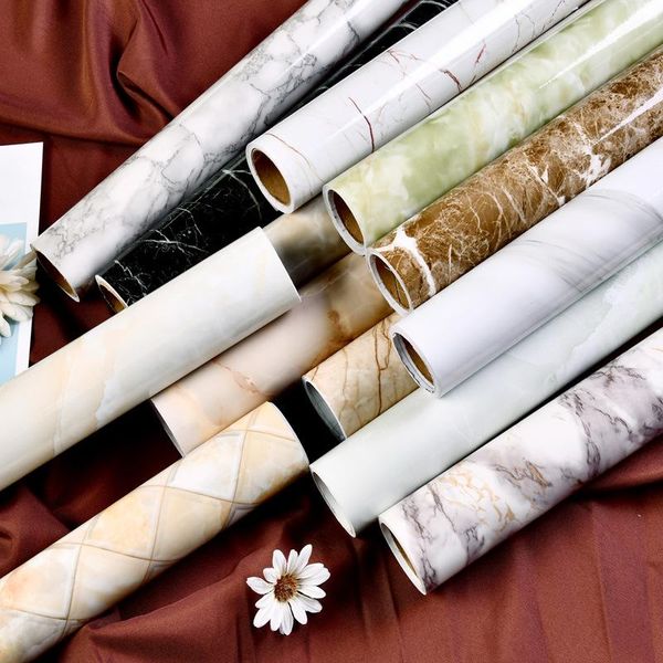 

self adhesive pvc wallpapers for kitchen marble stickers heat resistant waterproof home decor cabinet furniture renovation