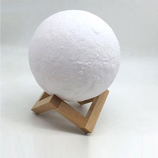 

night lights simulation 3d moon light 3 leds usb rechargeable moonlight desk lamp with wood base