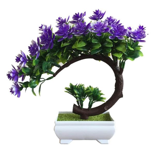 

1pc artificial plants bonsai simulation crescent lotus plastic pot plant potted art ornaments home garden l party decor
