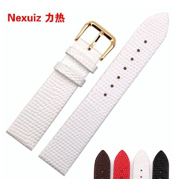 

watch bands vintage genuine lizard grain leather wristwatch band size 12 14 16 18 20mm ultra thin quartz watches strap belt, Black;brown