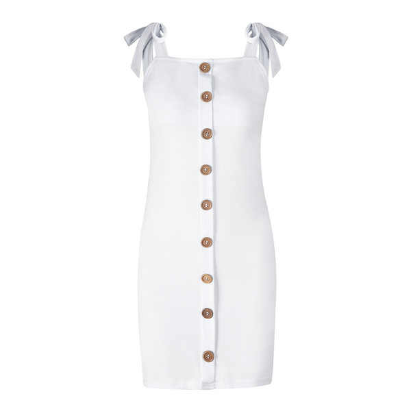 

casual dresses cawa women summer dress solid color spaghetti strap slash neck sundress sleeveless button ladies mini short, Black;gray